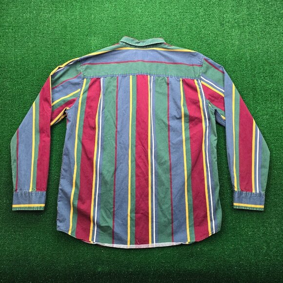 Pacsun Shirt Mens XL Multicolor Striped Button Up Long Sleeve Preppy Colorful - Picture 8 of 8